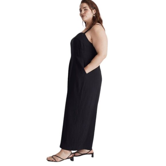 Madewell Plus Square-Neck Wide-Leg Sleeveless Jumpsuit Womens Size 28W Black - Picture 3 of 13